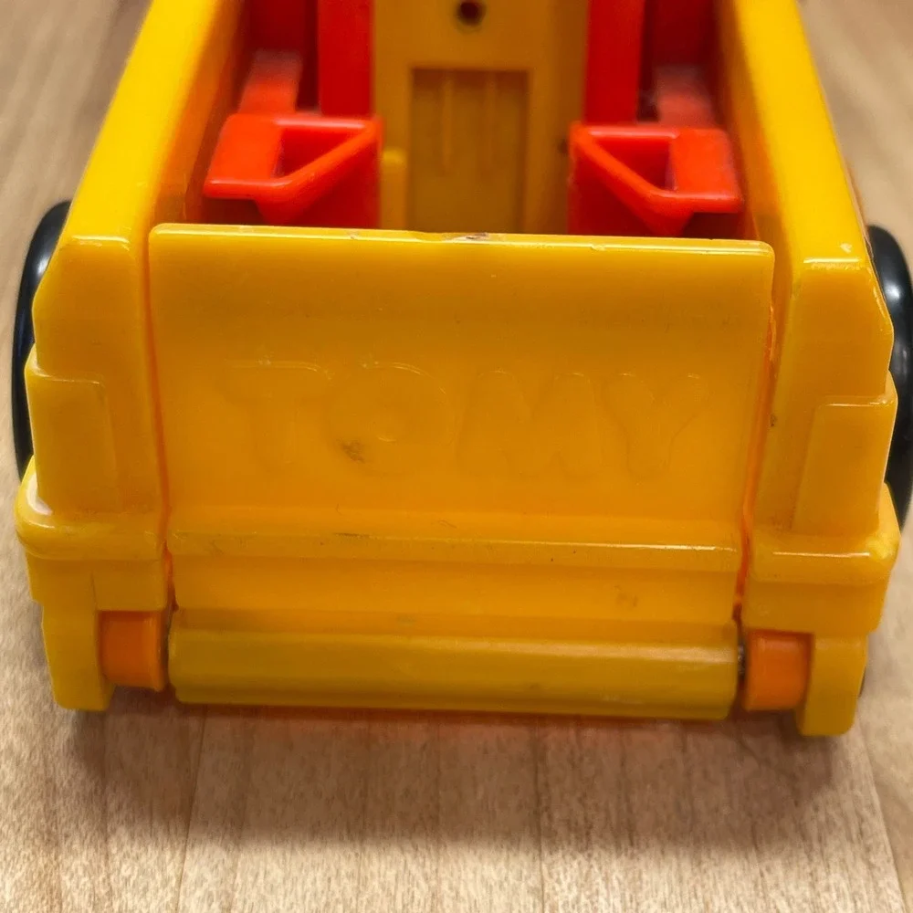 Vintage Tomy Yellow Orange Plastic Pickup Truck Toy Macao Tailgate 5 Inch